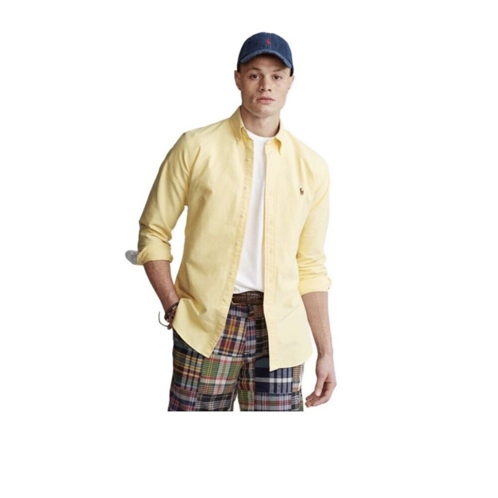 Polo Ralph Lauren Yellow Long Sleeve Button-Down Shirt Men’s 16-35 •Flawed